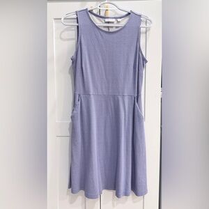 New York & Company Blue and White Chevron Sleeveless Dress with Pockets